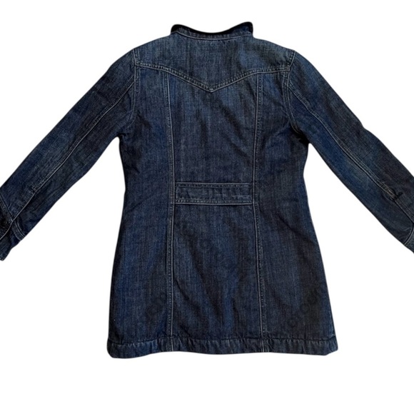 Gap women’s vintage faux fur long denim blue jean chore coat barn coat small - Picture 6 of 10